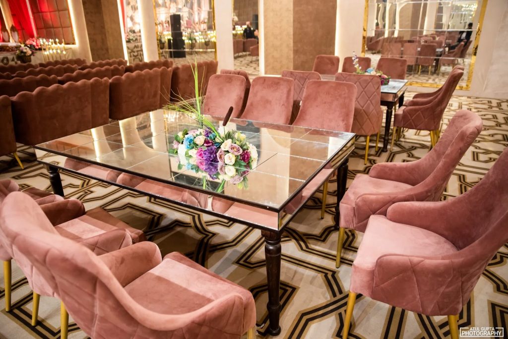 Lounge table setting in the banquet hall